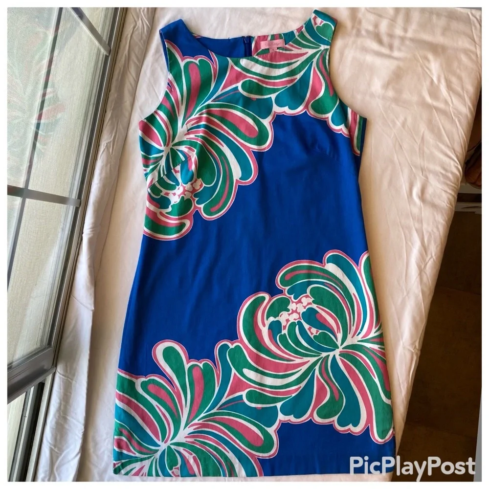 &Lilly Pulitzer Stephanie Shift Style#86273 Novelty Big Bang print Brewster Blue - Picture 9 of 16